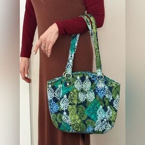 Vera Bradley Blue and Green Floral Large Tote